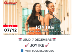 Joy Ike live at The Crossroad Café Angoulin France on the 7th December 2023.