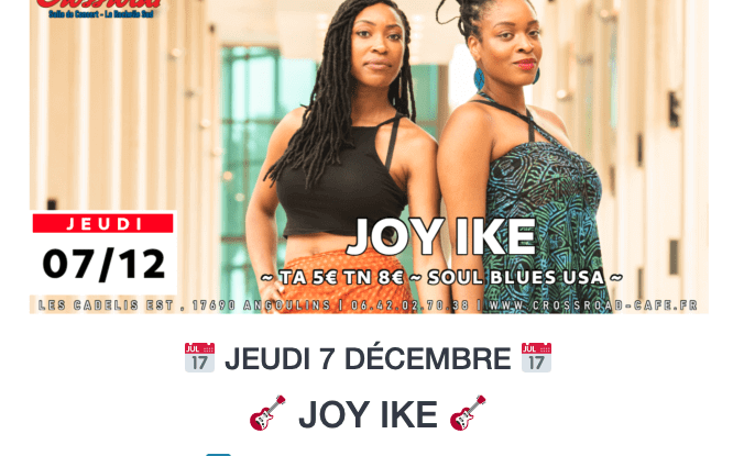 Joy Ike live at The Crossroad Café Angoulin France on the 7th December 2023.